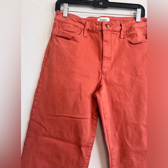 Pistola Cropped Straight Leg Stretchy Pants in Orange Size 28 - Picture 2 of 9